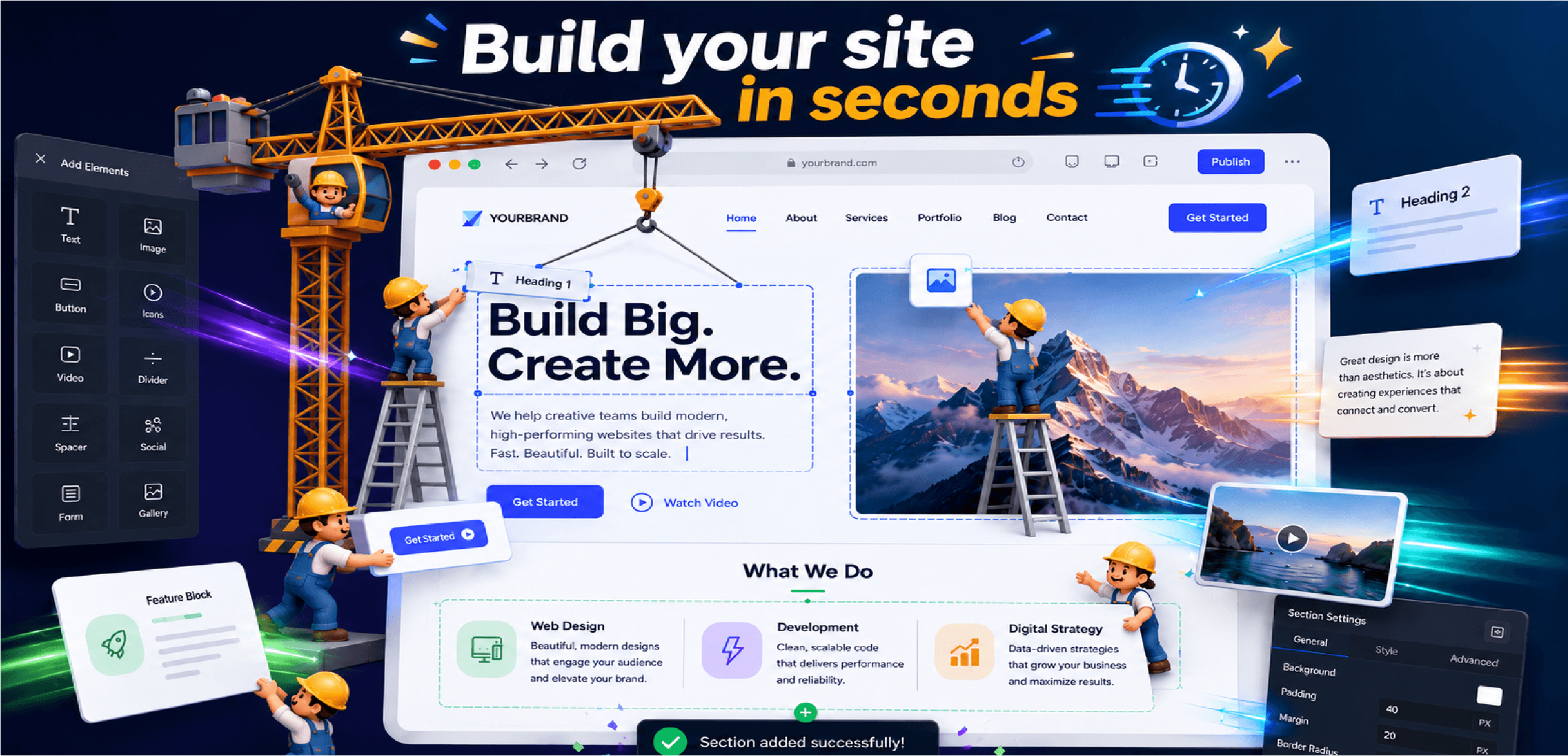 Kimshi site wizard builder screen