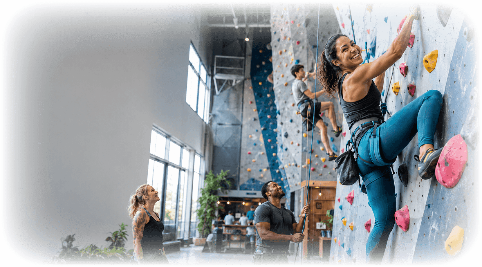 Climbers taking part in an indoor climbing session